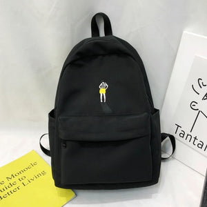 New Original Design Women's Backpack Fashion Lattice Printing Cartoon Embroidery Shoulder Bag Large Capacity Laptop Bag