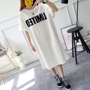 Women Cotton Dress 2018 Short Sleeve Loose Summer Dress Boyfriend Style Robe Loose Long Casual Oversized T-shirt Dresses XXL